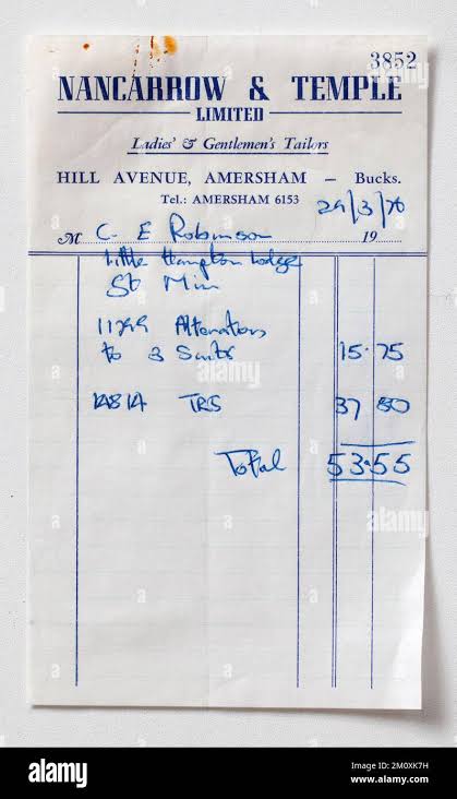 Paper receipts from the old way of keeping books