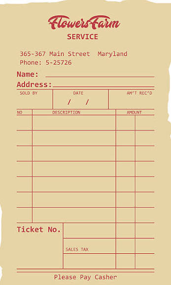 Paper receipts from the old way of keeping books