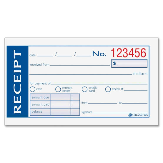 Paper receipts from the old way of keeping books
