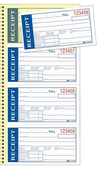 Paper receipts from the old way of keeping books